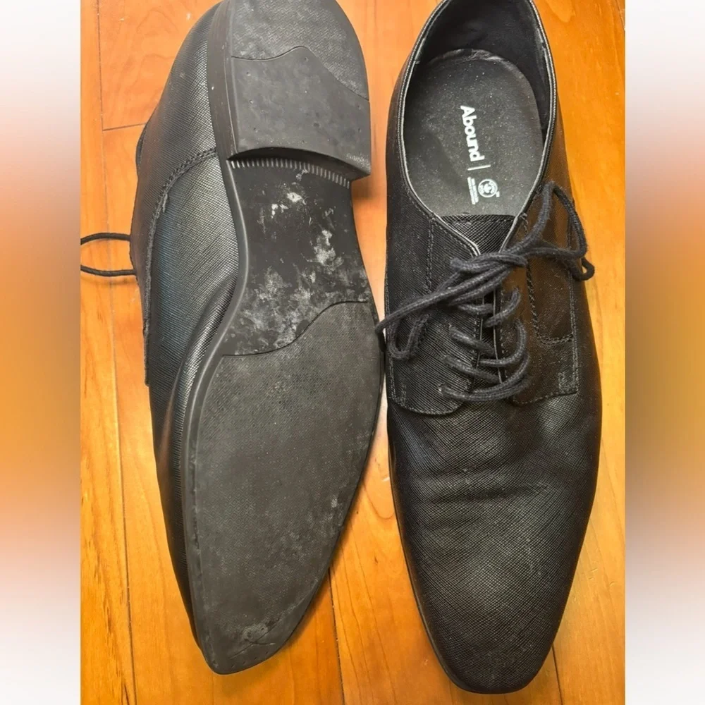 Abound Black Plain-Toe Derby Lace-Up Dress Shoes